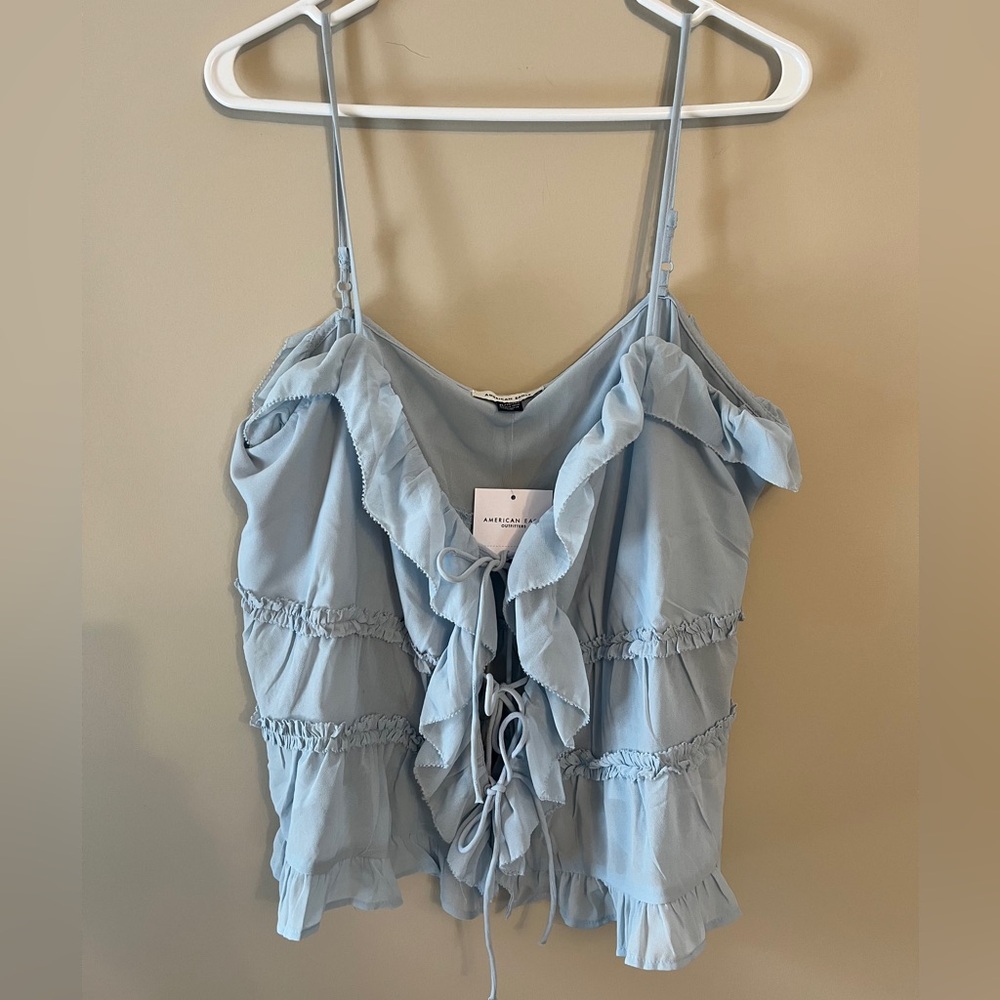 4/60$ American Eagle Outfitters Sky Blue Ruffle Camisole